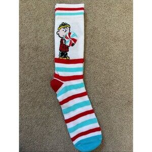 Charlie Brown Peanuts Candy Cane Socks - One Size Adult - Like New